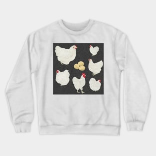 White Orpington Chicken Pattern Crewneck Sweatshirt